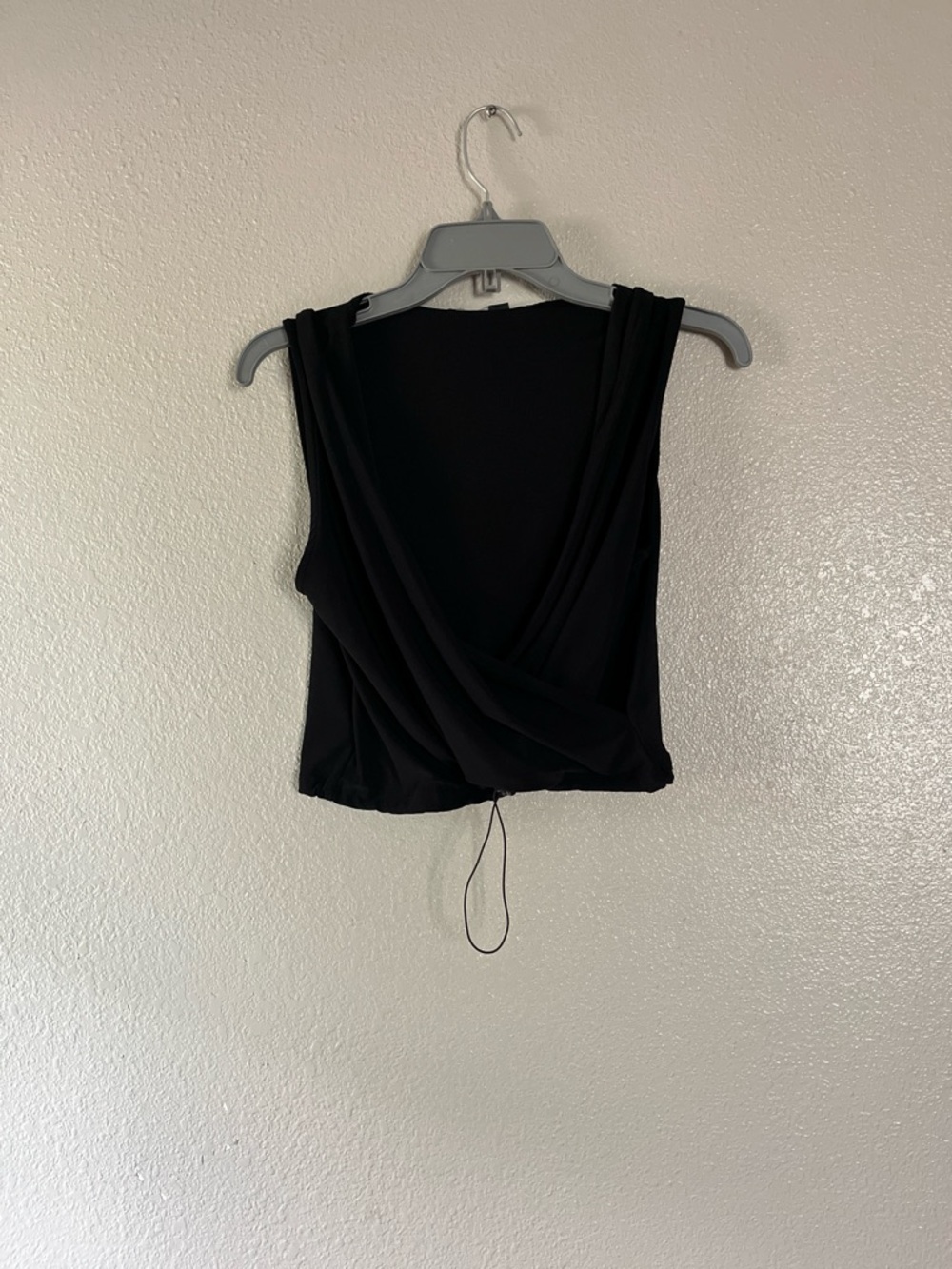 stradivarius Black Draped V-Neck Tank Top